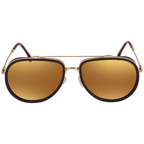 Carrera Gold Brown Mirror Pilot Unisex Sunglasses .